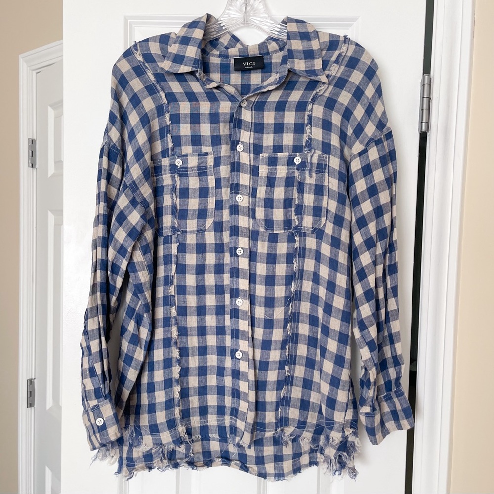 Vici Distressed/Destroyed Button Down Shirt